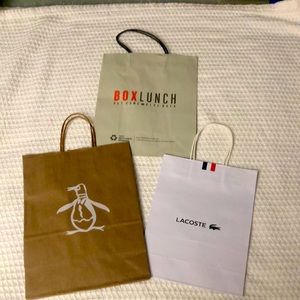 Store Brand Lacoste, Penguin and Box Lunch Paperbag Set of 3